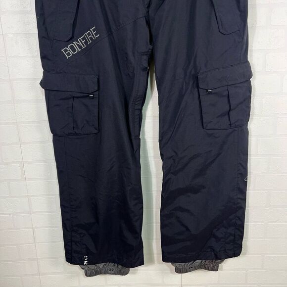 Bonfire Mens Snowboarding Pants Size L Black Cargo Zip Pockets - Picture 4 of 16